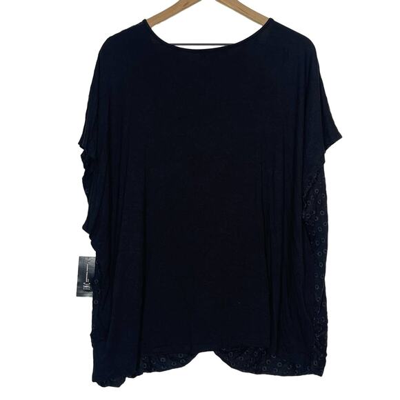 NEW INC International Concepts Blouse Women's Size 3X Black Eyelet Twist Front - Picture 2 of 8